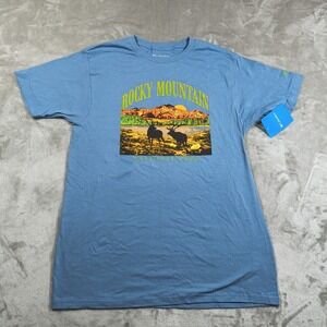 Columbia Rocky Mountain Shirt Mens Medium Blue National Park Deer Outdoor New